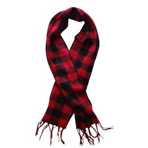 Superstar Red Plaid Scarf Fringe Fleece Polyester Christmas Holiday Classic New